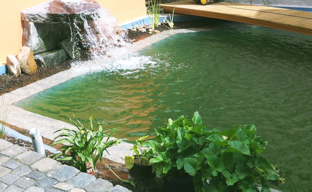 Wasserzulauf für einen Schwimmteich